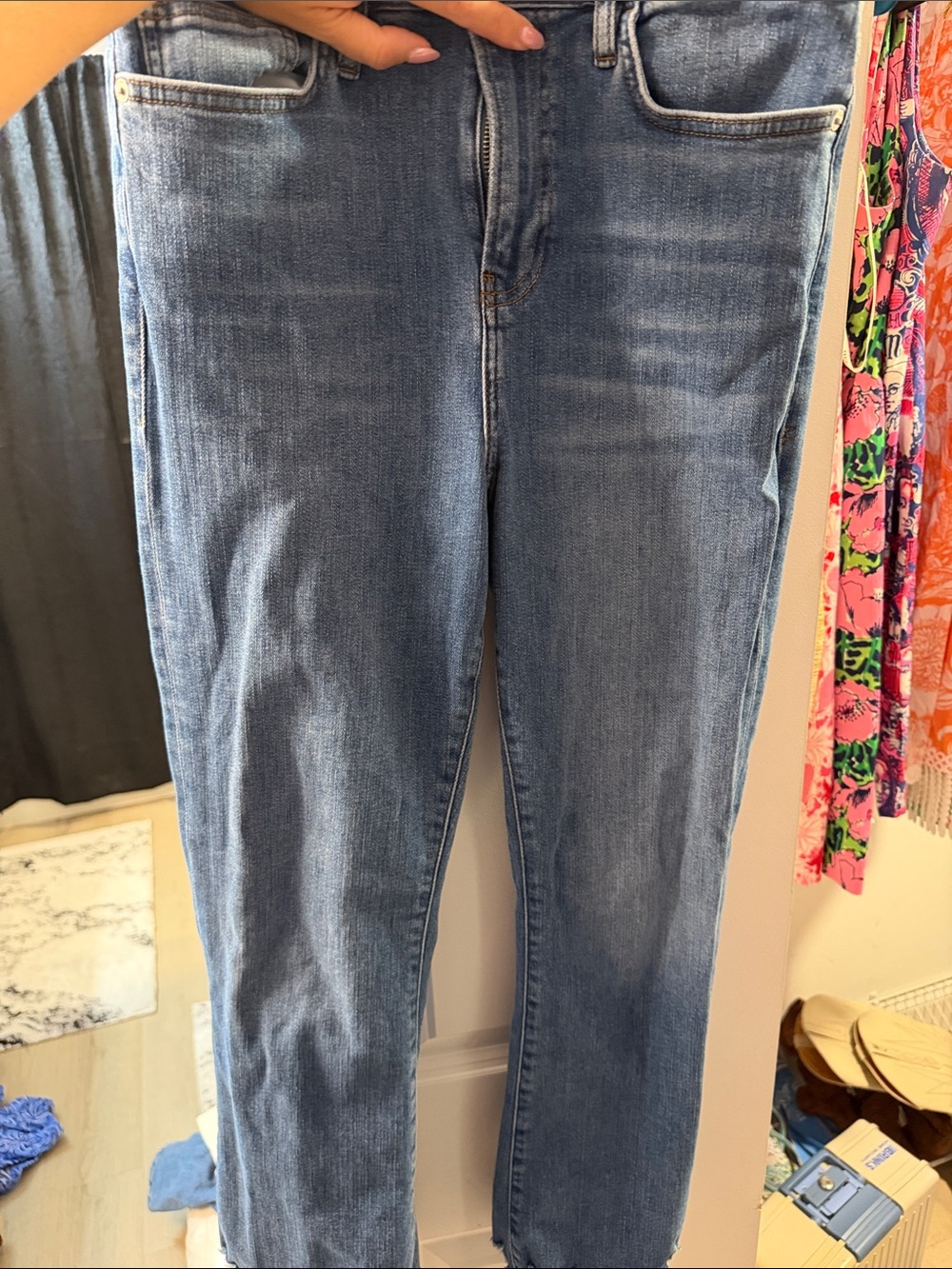 Frame Denim Light-Mid Blue Straight Leg Jeans